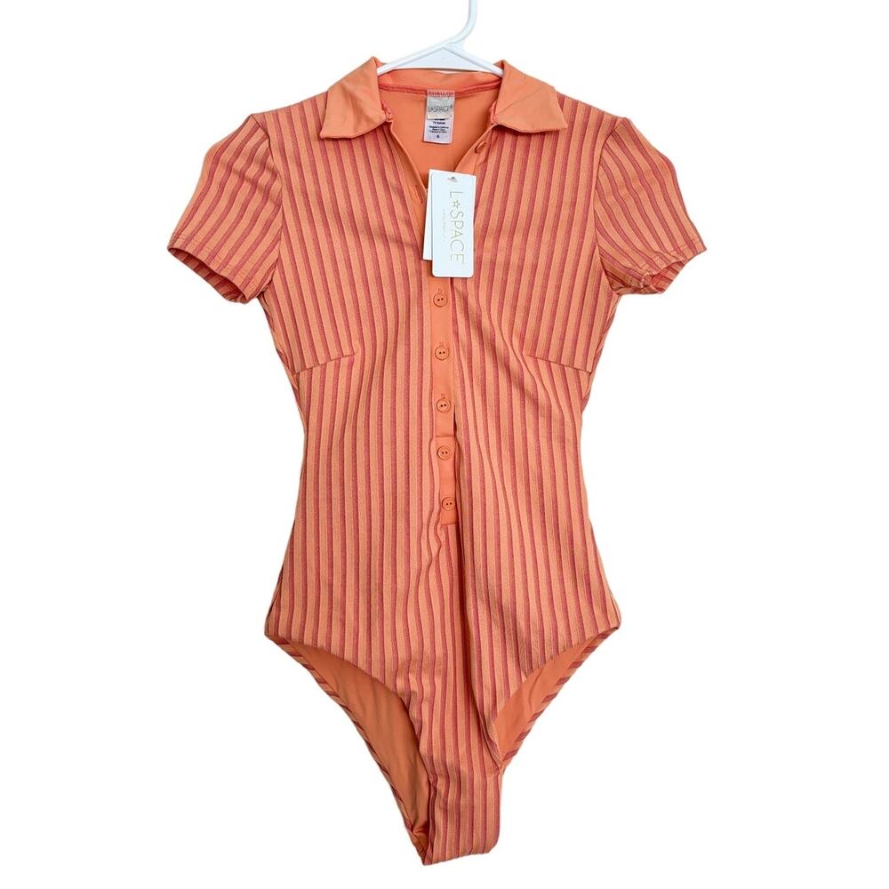New L Space Kaia Ribbed One Piece Swimsuit - Orange - Size 6